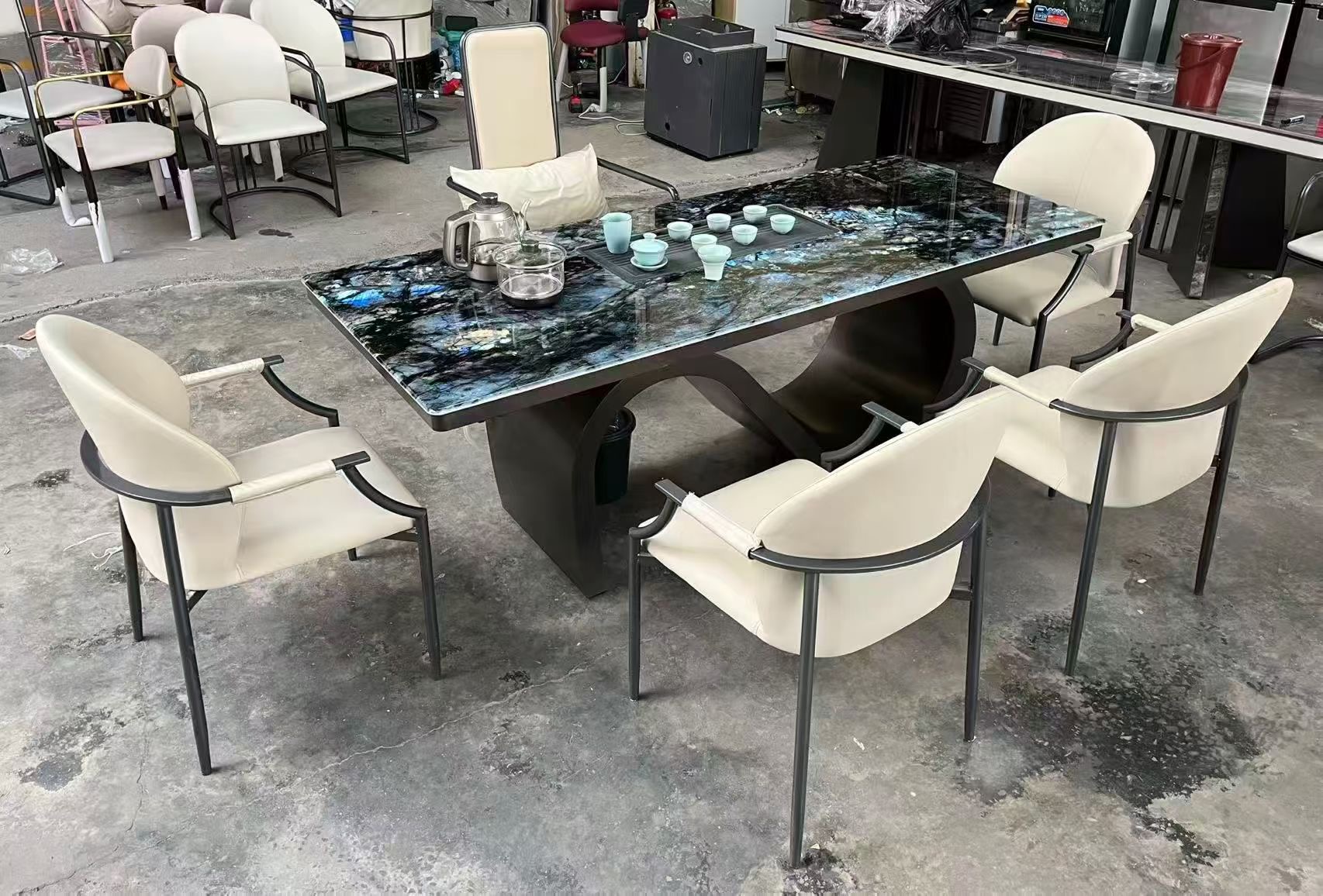 2米岩板茶桌全套